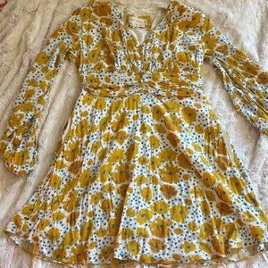 Anthropologie Floral Yellow, Blue & White Dress